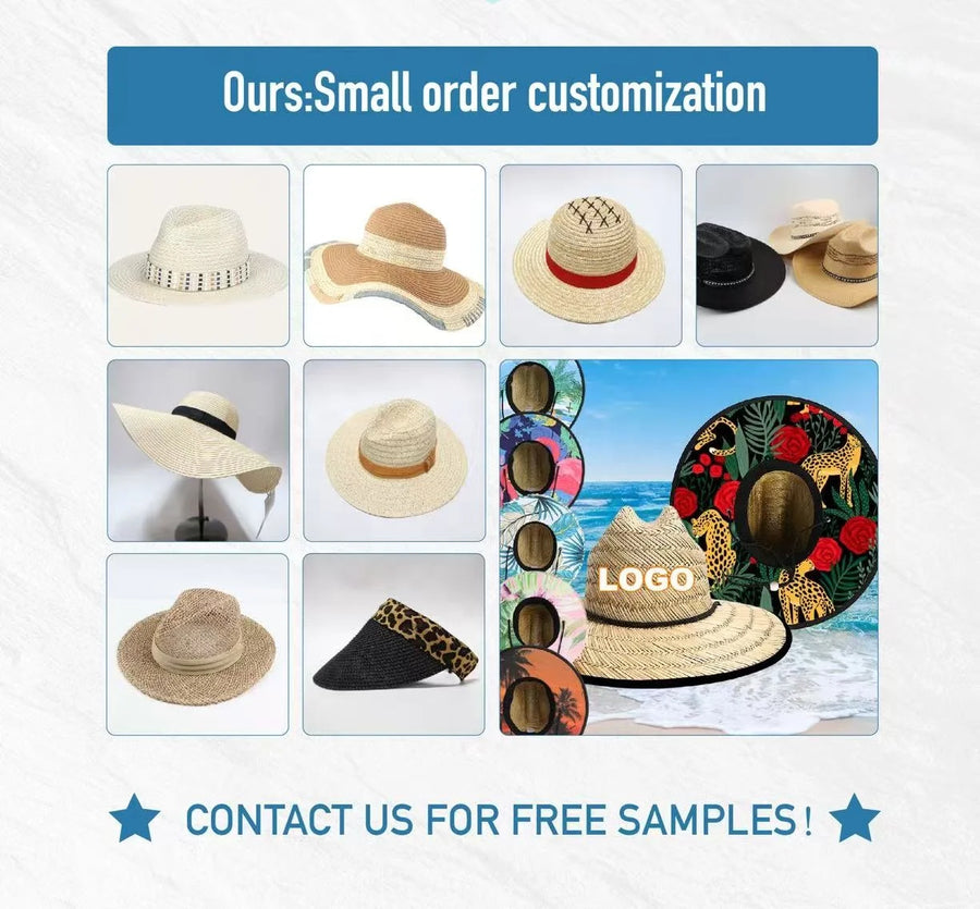 Custom Natural Grass Wide Brim Hats | 50-Piece MOQ & 5-Day Lead Time | Beach & Lifeguard Sun Hats