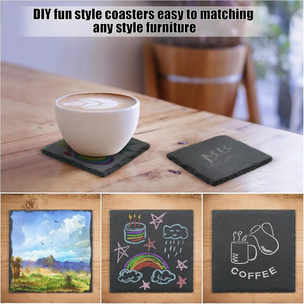 Custom Slate Coasters Laser Engraved | Coffee, Whisky