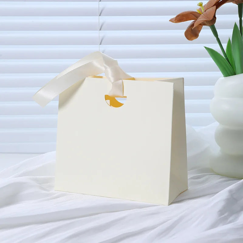 Custom Ribbon Handle Paper Gift Bags | Jewelry Packaging MOQ 100