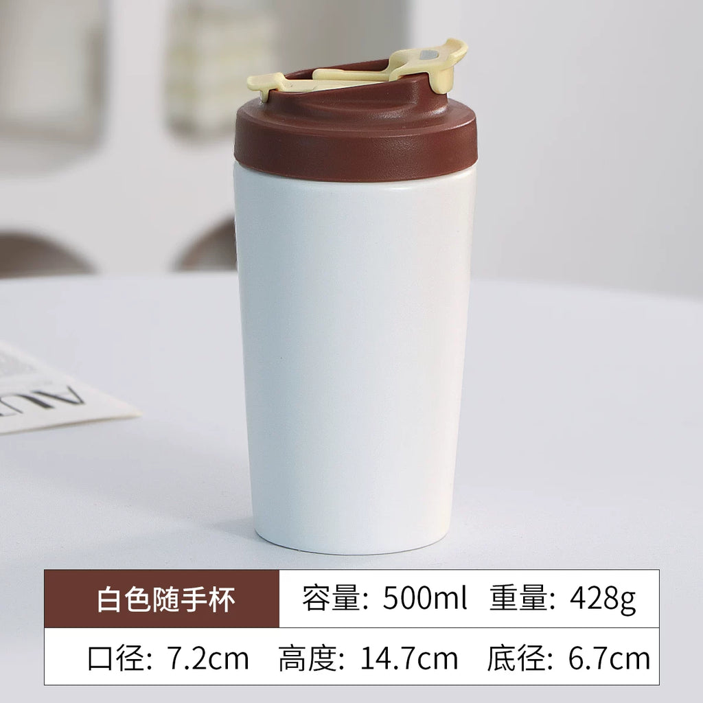 Minimalist Matte Ceramic Coffee Mug with Bamboo Lid | Customizable Logo