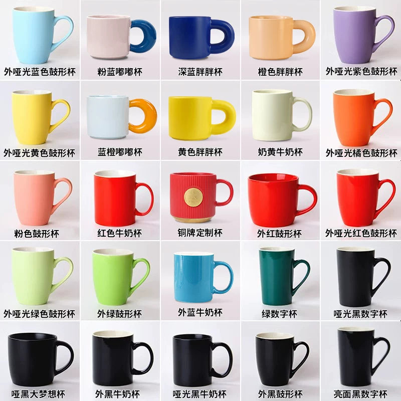 Minimalist Matte Ceramic Coffee Mug with Bamboo Lid | Customizable Logo