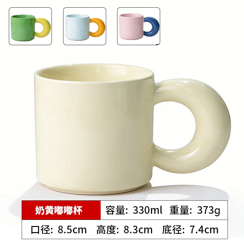 Minimalist Matte Ceramic Coffee Mug with Bamboo Lid | Customizable Logo