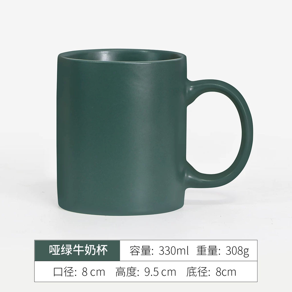 Minimalist Matte Ceramic Coffee Mug with Bamboo Lid | Customizable Logo