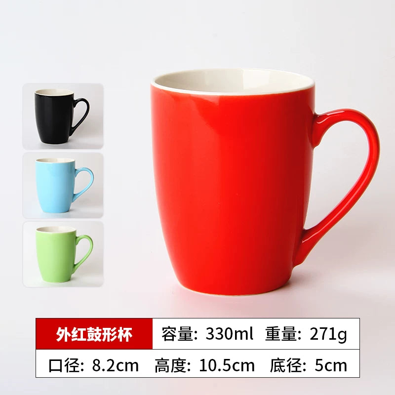 Minimalist Matte Ceramic Coffee Mug with Bamboo Lid | Customizable Logo