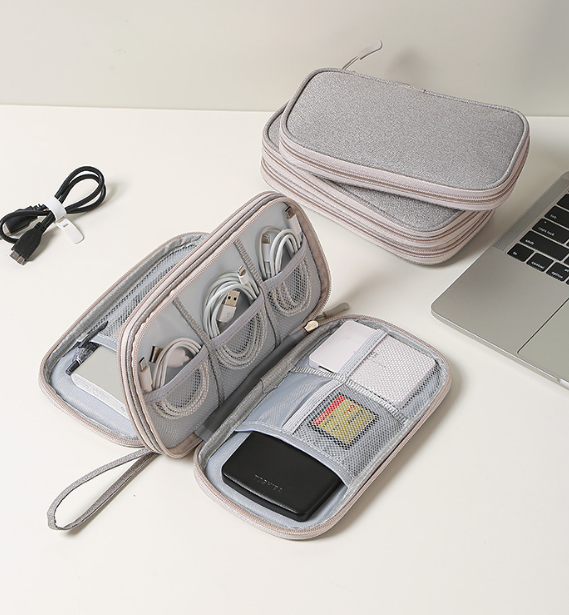 Custom 600D Oxford Cable Organizer Bag with Logo | Bulk 100pc MOQ for Conference Giveaways & Employee Kits