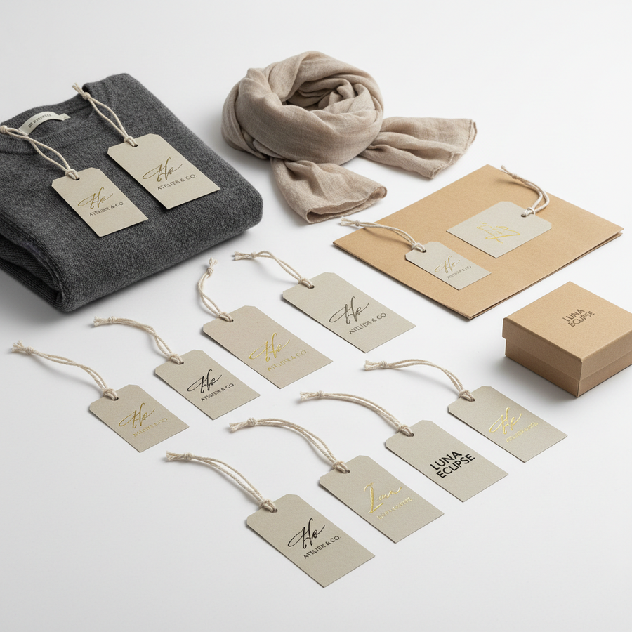 Custom Paper Hang Tags with String for Clothing and Product Packaging
