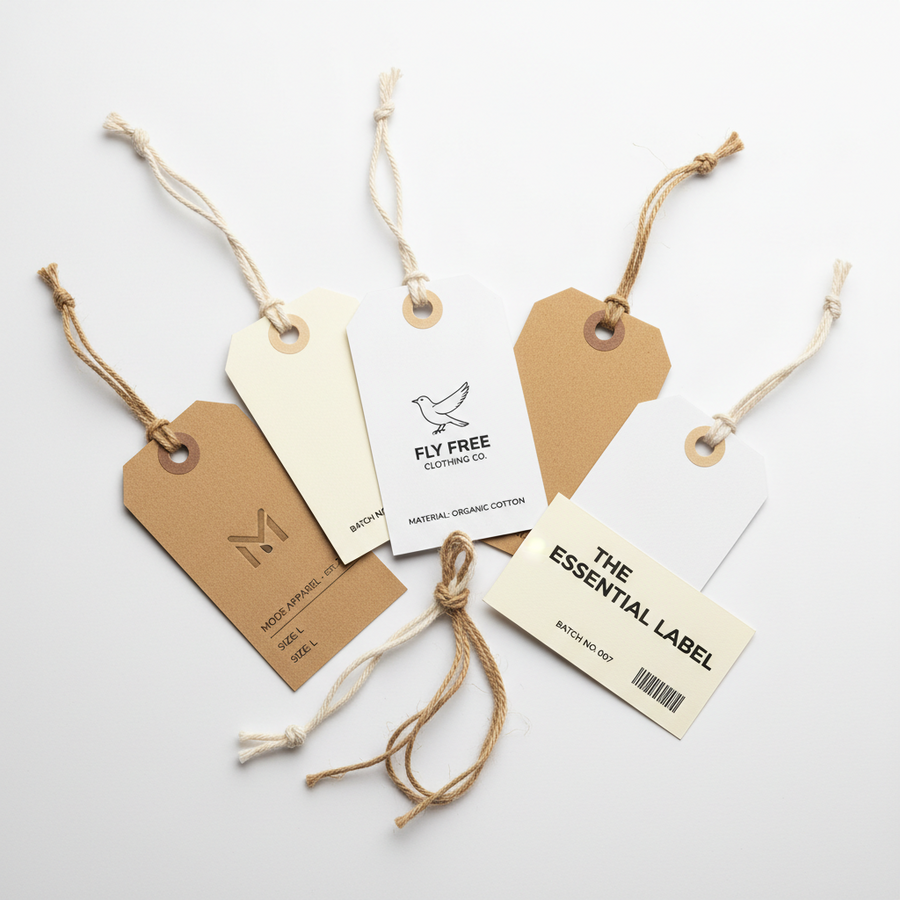 Custom Paper Hang Tags with String for Clothing and Product Packaging